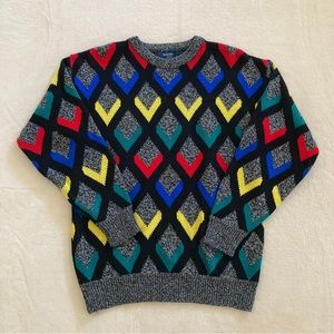 Susan Ess Multicolor Sweater Size S Retro 80s 90s Knit Pullover